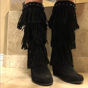 Women Wedge Boots with Fringe